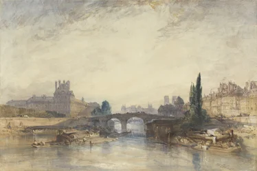 Udsigt over Pont Royal (wc med gummi arabicum på papir)